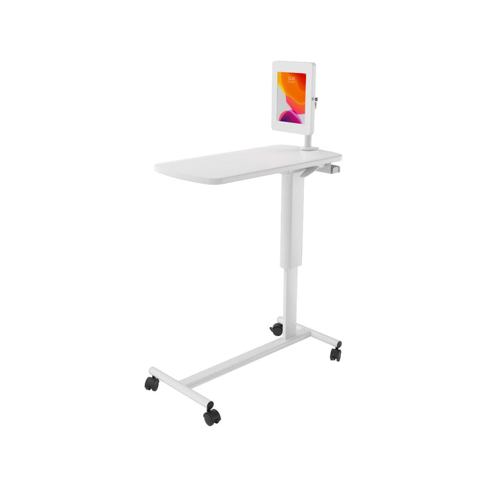 Height-Adjustable Rolling Medical Workstation Cart with Security Enclosure