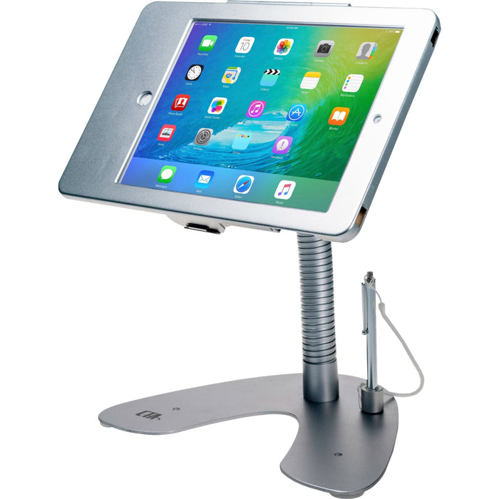 Dual Security Gooseneck Kiosk Stand with Locking Case and Anti-Theft Cable for iPad Gen. 5-6, iPad Air Gen. 1-2, and iPad Pro 9.7