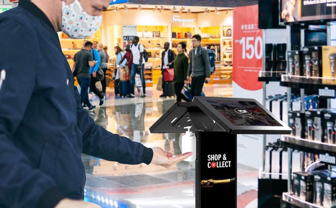 Premium Dual Enclosure Locking Floor Stand Kiosk with Graphic Card Slot and Soap Dispenser Bracket