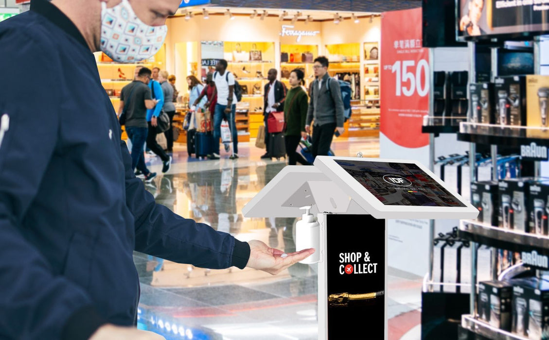 Premium Dual Enclosure Locking Floor Stand Kiosk with Graphic Card Slot and Soap Dispenser Bracket