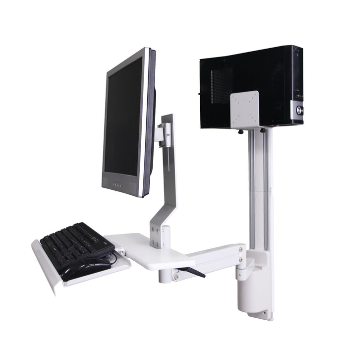 All-in-One Wall-Mounted PC Workstation with PC Cradle, VESA Mount, and Keyboard Tray